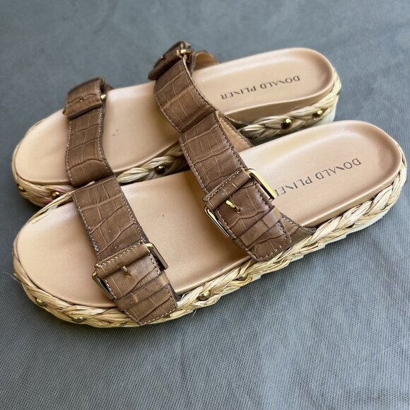 Donald Pliner Adjustable Larabee Sandals Shoes Sz 9 Leather Espadrille Slip On - Picture 2 of 9